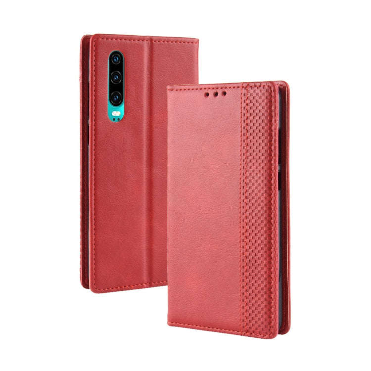 Magnetic Buckle Retro Crazy Horse Texture Horizontal Flip Leather Case for Huawei P30, with Holde...