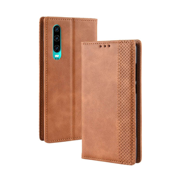 Magnetic Buckle Retro Crazy Horse Texture Horizontal Flip Leather Case for Huawei P30, with Holde...