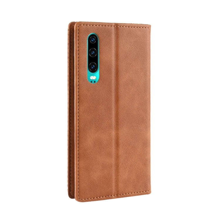 Magnetic Buckle Retro Crazy Horse Texture Horizontal Flip Leather Case for Huawei P30, with Holde...