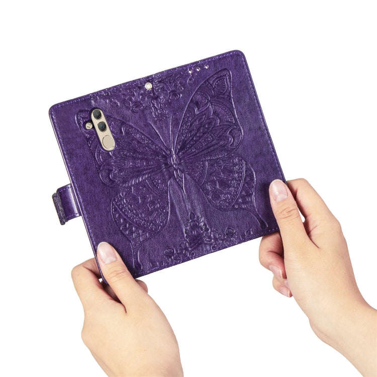 Butterfly Love Flowers Embossing Horizontal Flip Leather Case for Huawei Mate 20 Lite, with Holde...