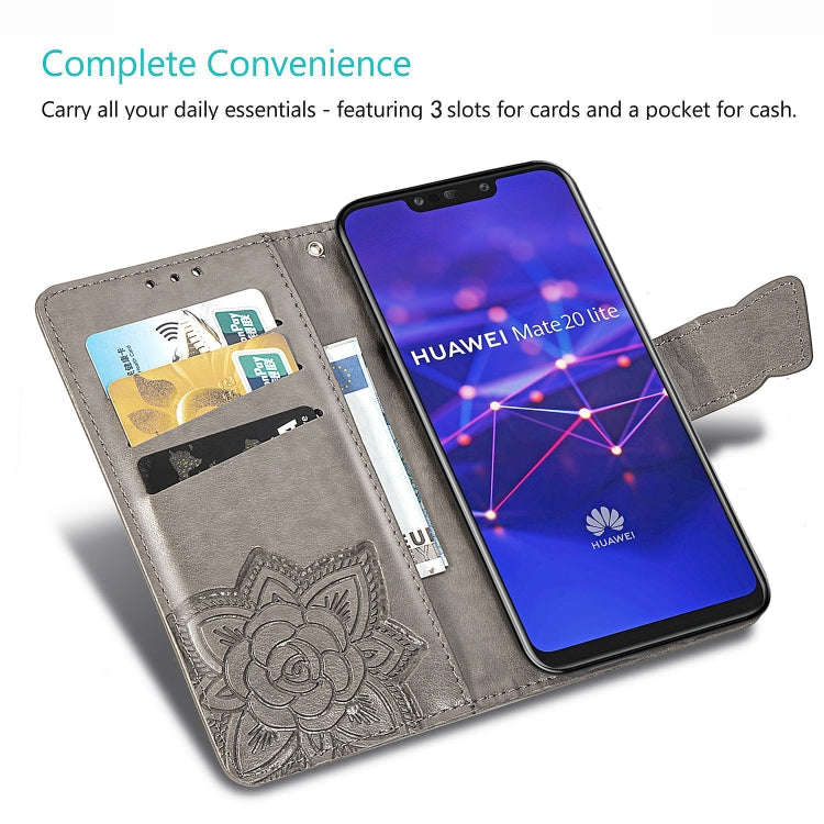 Butterfly Love Flowers Embossing Horizontal Flip Leather Case for Huawei Mate 20 Lite, with Holde...