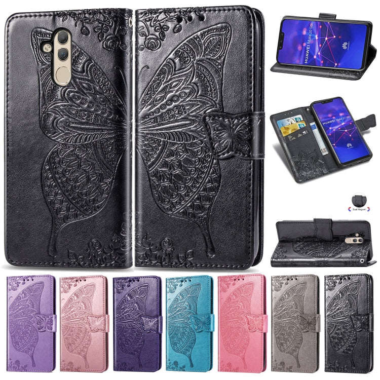 Butterfly Love Flowers Embossing Horizontal Flip Leather Case for Huawei Mate 20 Lite, with Holde...