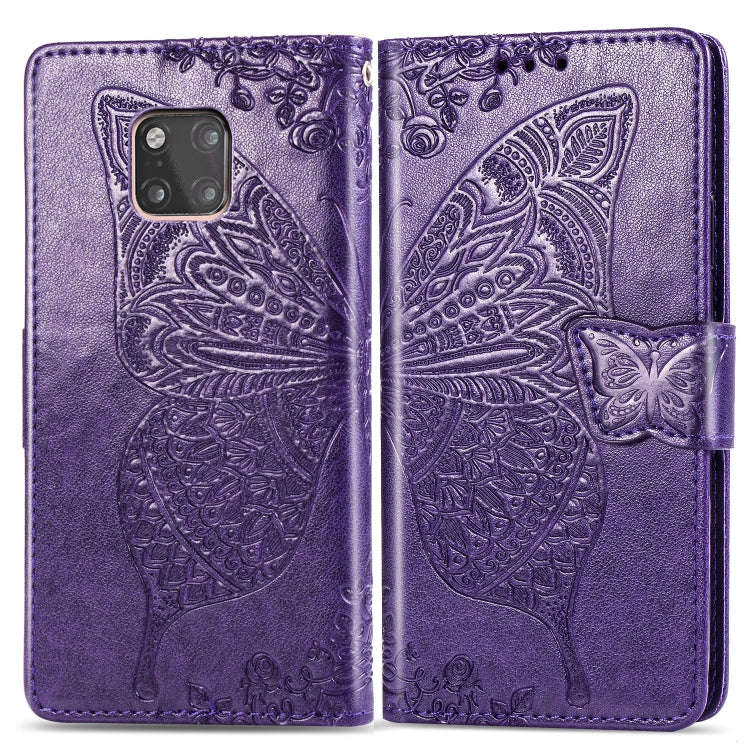 Butterfly Love Flowers Embossing Horizontal Flip Leather Case for Huawei Mate 20 Pro, with Holder...