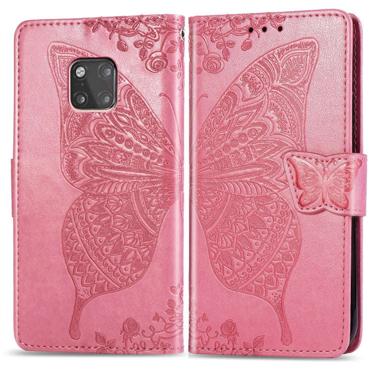 Butterfly Love Flowers Embossing Horizontal Flip Leather Case for Huawei Mate 20 Pro, with Holder...