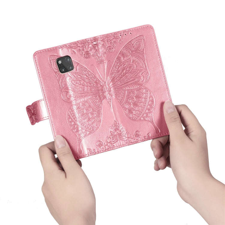 Butterfly Love Flowers Embossing Horizontal Flip Leather Case for Huawei Mate 20 Pro, with Holder...