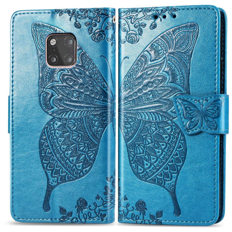 Butterfly Love Flowers Embossing Horizontal Flip Leather Case for Huawei Mate 20 Pro, with Holder...
