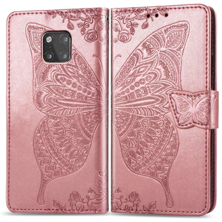 Butterfly Love Flowers Embossing Horizontal Flip Leather Case for Huawei Mate 20 Pro, with Holder...