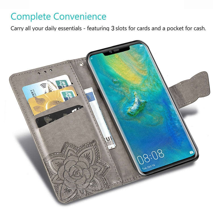 Butterfly Love Flowers Embossing Horizontal Flip Leather Case for Huawei Mate 20 Pro, with Holder...