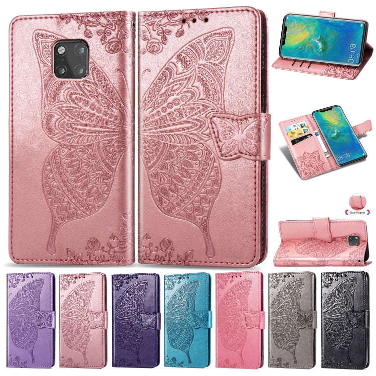 Butterfly Love Flowers Embossing Horizontal Flip Leather Case for Huawei Mate 20 Pro, with Holder...