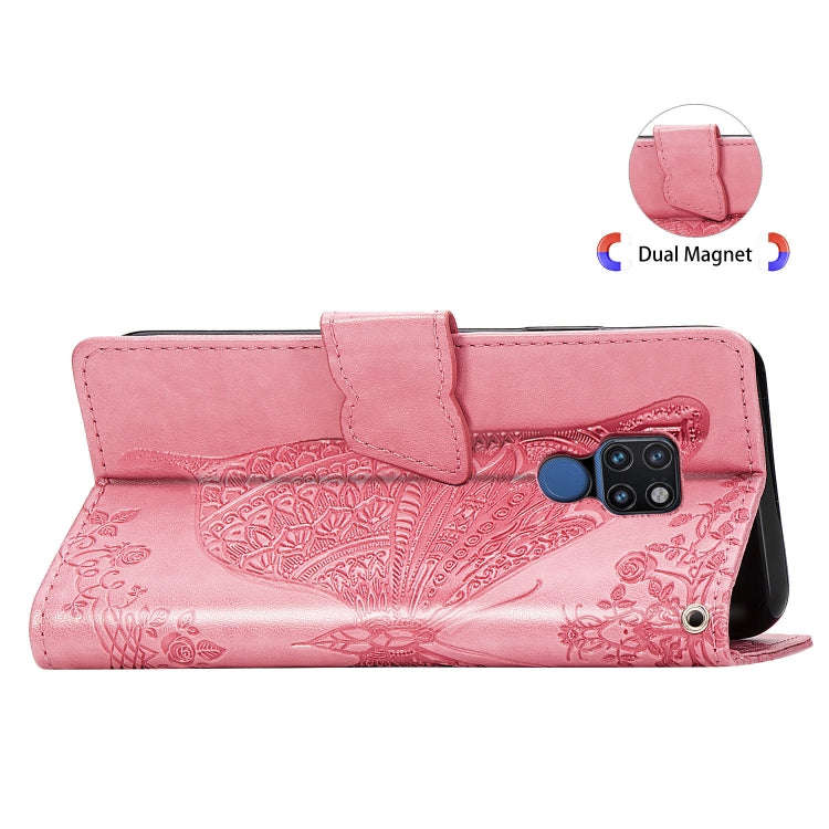 Butterfly Love Flowers Embossing Horizontal Flip Leather Case for Huawei Mate 20, with Holder & C...