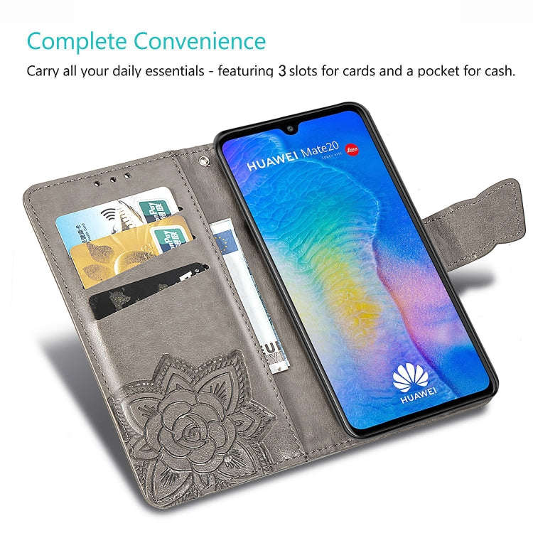 Butterfly Love Flowers Embossing Horizontal Flip Leather Case for Huawei Mate 20, with Holder & C...