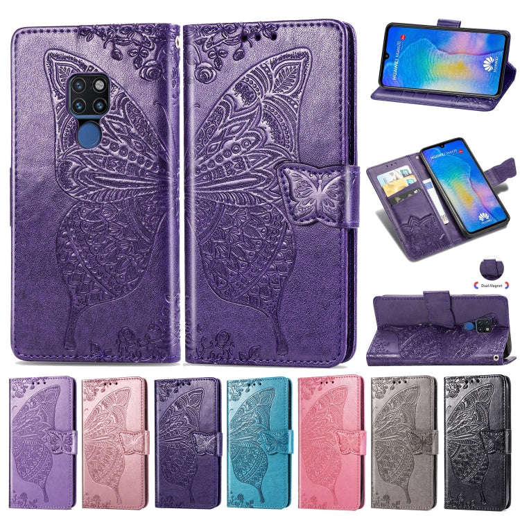 Butterfly Love Flowers Embossing Horizontal Flip Leather Case for Huawei Mate 20, with Holder & C...