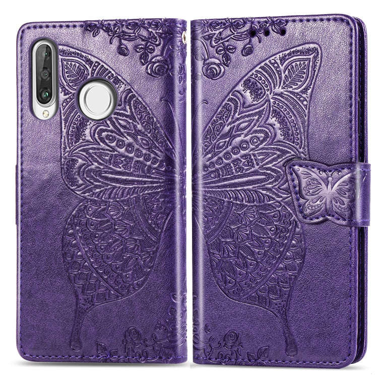 Butterfly Love Flowers Embossing Horizontal Flip Leather Case for Huawei P30 Lite / Nova 4e, with...