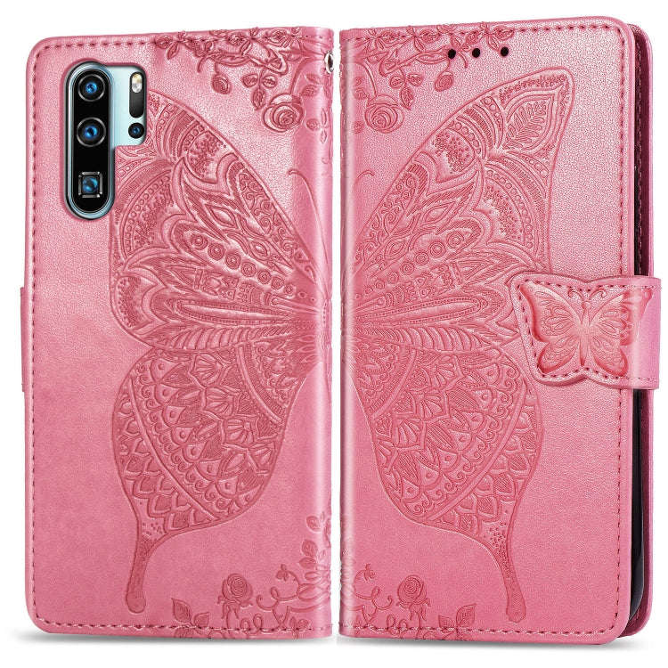 Butterfly Love Flowers Embossing Horizontal Flip Leather Case for Huawei P30 Pro, with Holder & C...