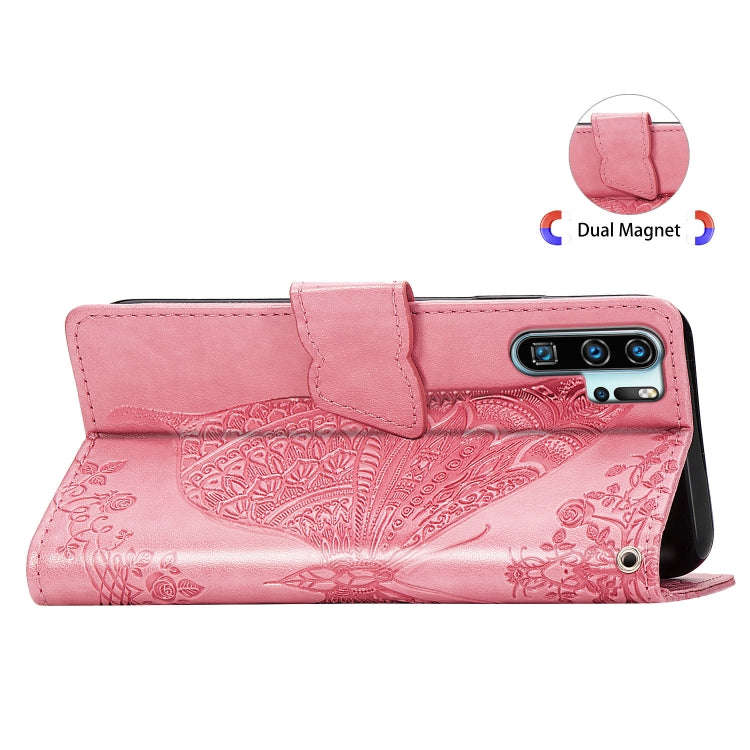 Butterfly Love Flowers Embossing Horizontal Flip Leather Case for Huawei P30 Pro, with Holder & C...