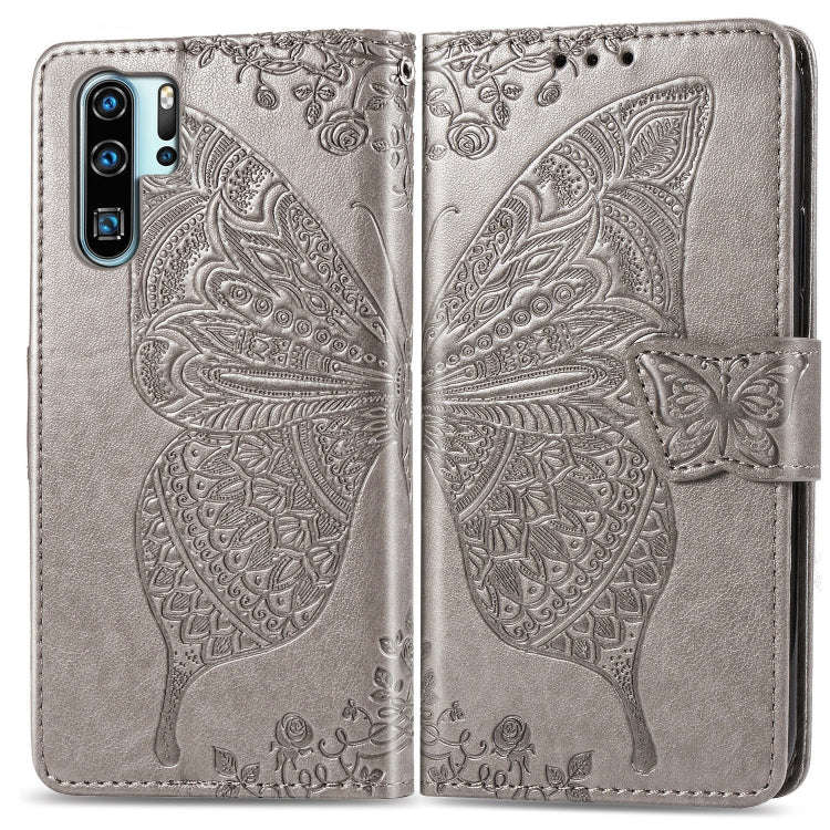 Butterfly Love Flowers Embossing Horizontal Flip Leather Case for Huawei P30 Pro, with Holder & C...