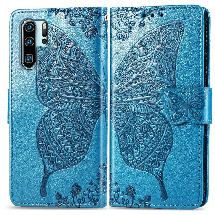 Butterfly Love Flowers Embossing Horizontal Flip Leather Case for Huawei P30 Pro, with Holder & C...