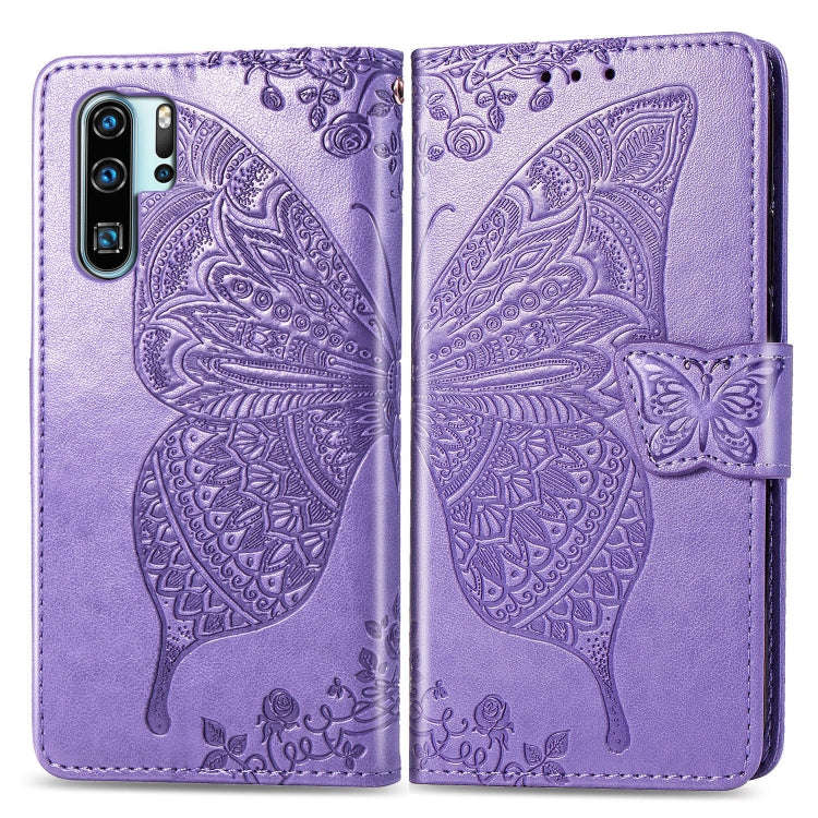 Butterfly Love Flowers Embossing Horizontal Flip Leather Case for Huawei P30 Pro, with Holder & C...