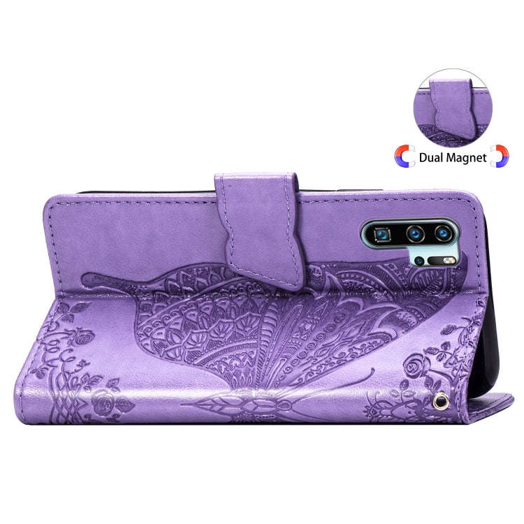 Butterfly Love Flowers Embossing Horizontal Flip Leather Case for Huawei P30 Pro, with Holder & C...