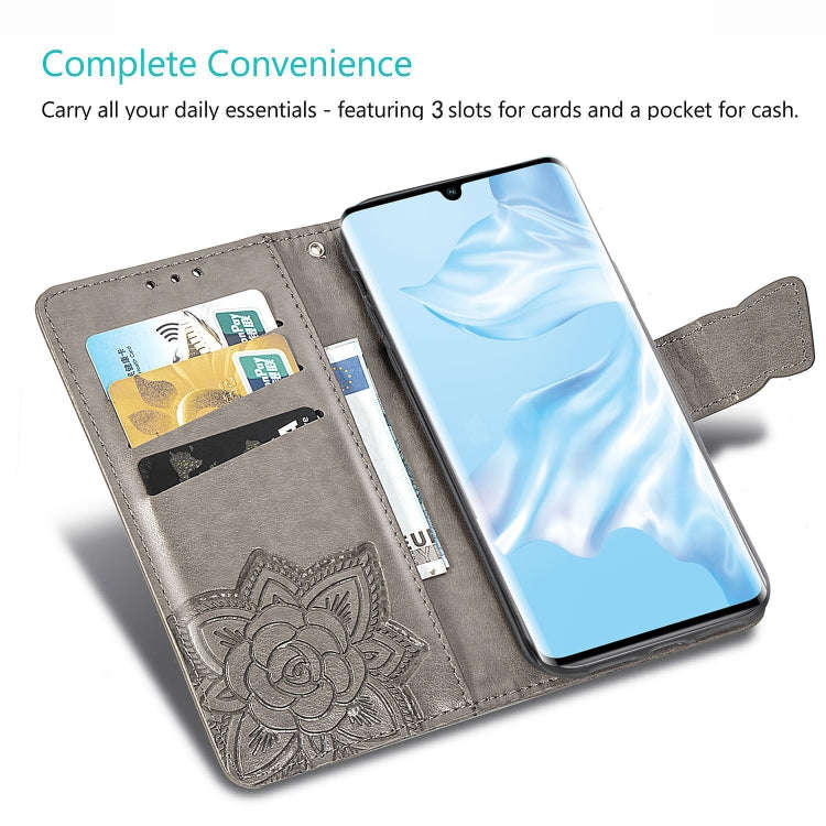 Butterfly Love Flowers Embossing Horizontal Flip Leather Case for Huawei P30 Pro, with Holder & C...