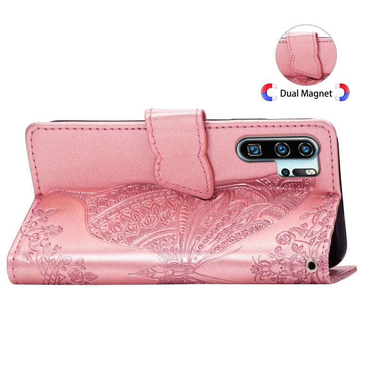 Butterfly Love Flowers Embossing Horizontal Flip Leather Case for Huawei P30 Pro, with Holder & C...