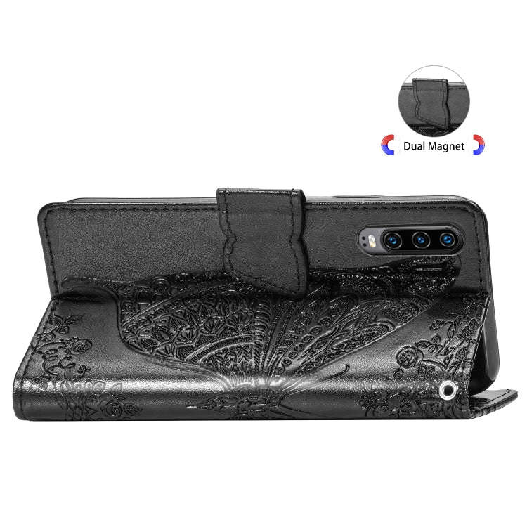 Butterfly Love Flowers Embossing Horizontal Flip Leather Case for Huawei P30, with Holder & Card ...