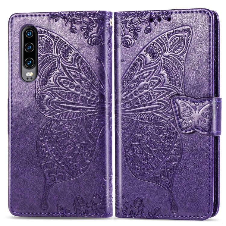 Butterfly Love Flowers Embossing Horizontal Flip Leather Case for Huawei P30, with Holder & Card ...