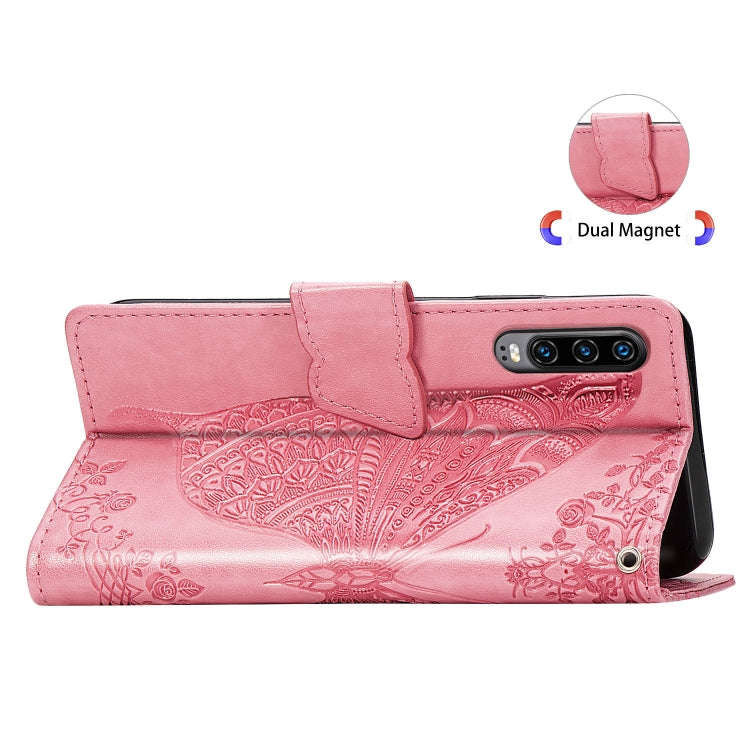 Butterfly Love Flowers Embossing Horizontal Flip Leather Case for Huawei P30, with Holder & Card ...