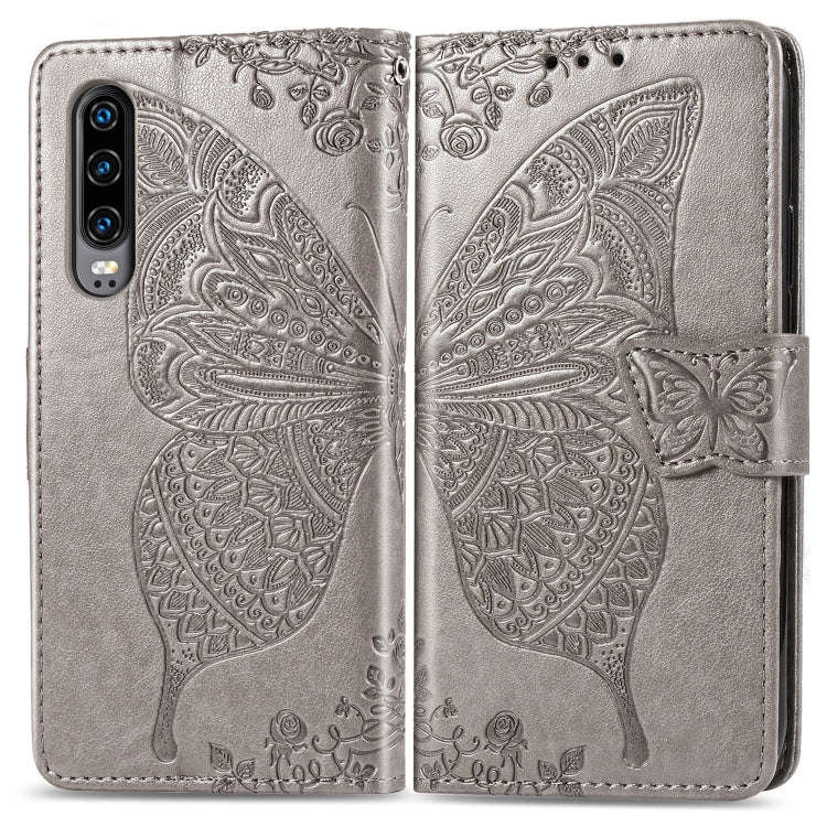 Butterfly Love Flowers Embossing Horizontal Flip Leather Case for Huawei P30, with Holder & Card ...