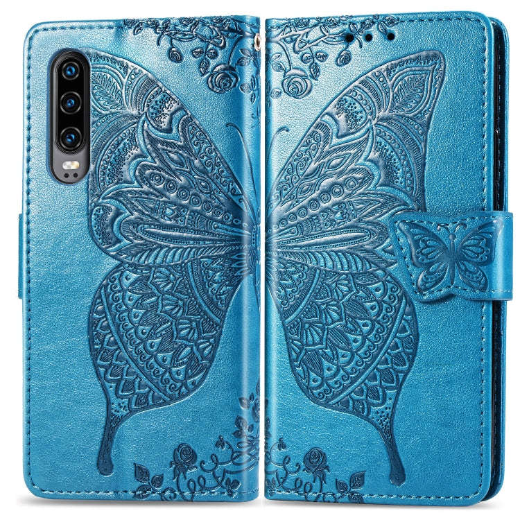 Butterfly Love Flowers Embossing Horizontal Flip Leather Case for Huawei P30, with Holder & Card ...