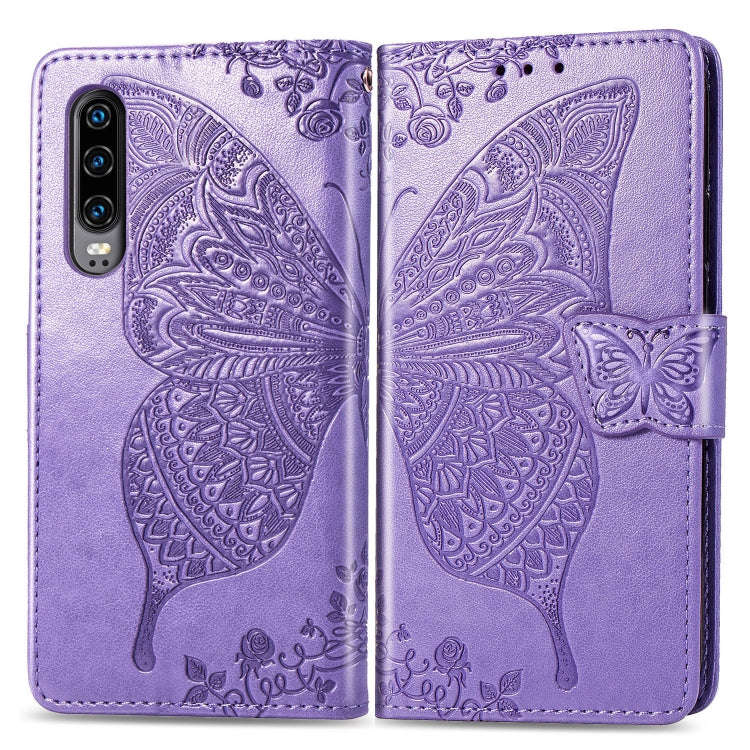 Butterfly Love Flowers Embossing Horizontal Flip Leather Case for Huawei P30, with Holder & Card ...