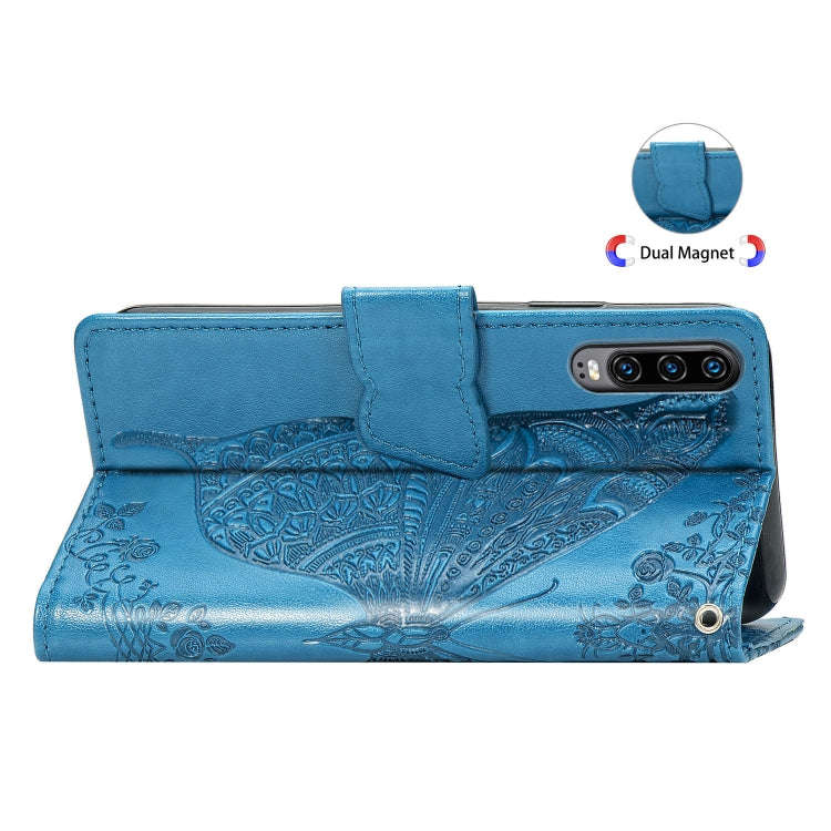 Butterfly Love Flowers Embossing Horizontal Flip Leather Case for Huawei P30, with Holder & Card ...