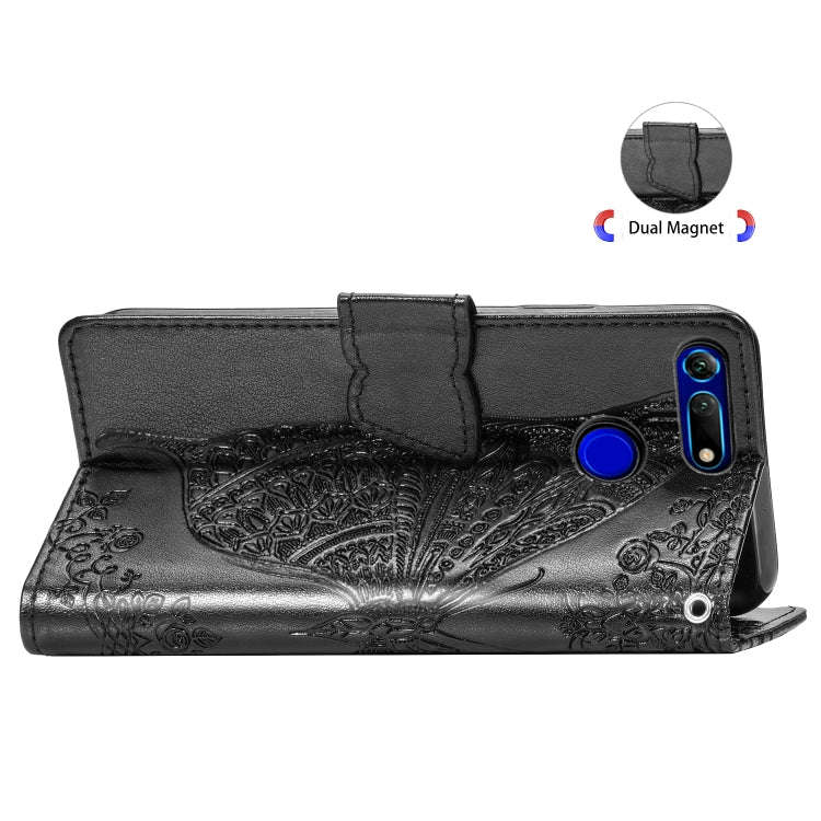 Butterfly Love Flowers Embossing Horizontal Flip Leather Case for Huawei V20, with Holder & Card ...