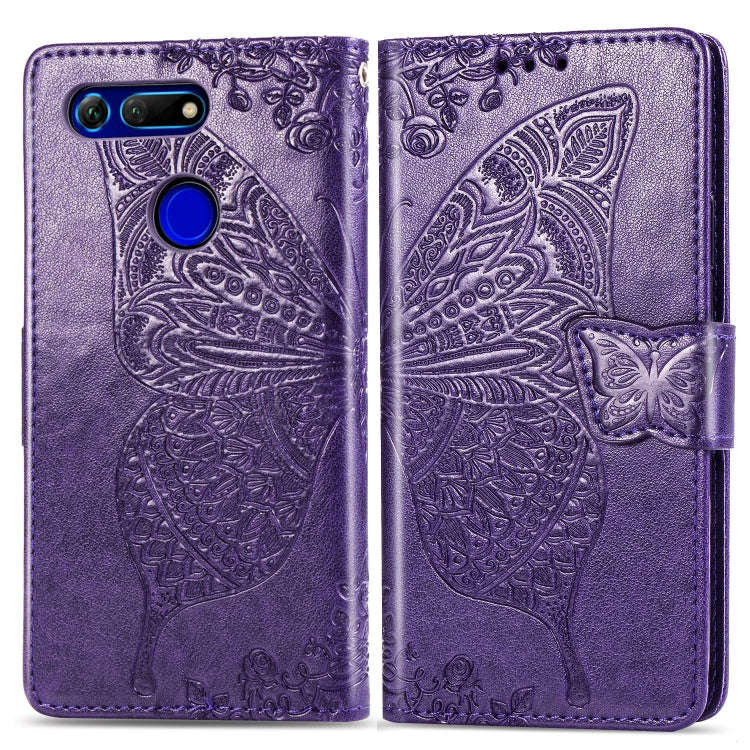 Butterfly Love Flowers Embossing Horizontal Flip Leather Case for Huawei V20, with Holder & Card ...