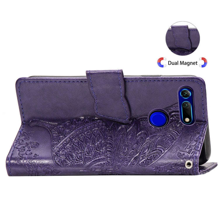 Butterfly Love Flowers Embossing Horizontal Flip Leather Case for Huawei V20, with Holder & Card ...