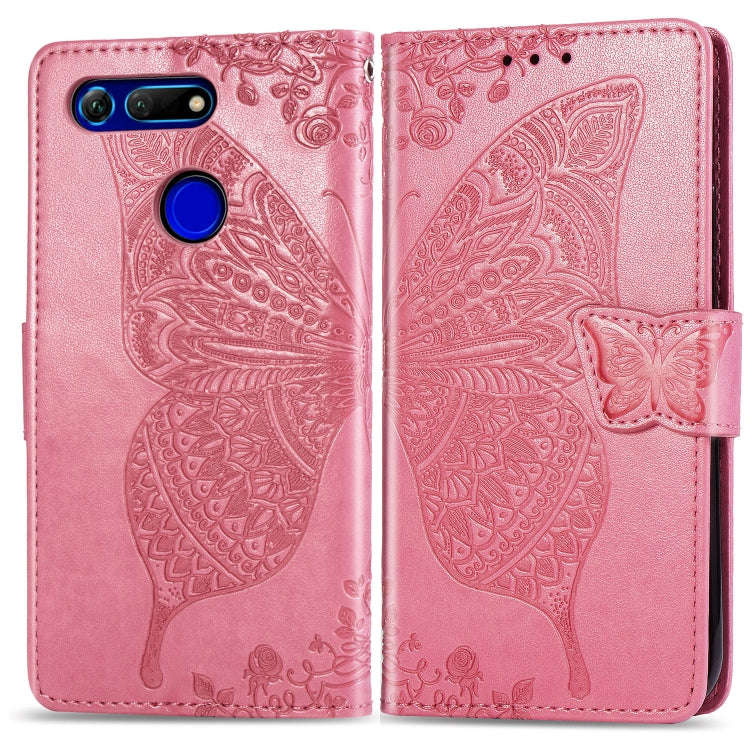 Butterfly Love Flowers Embossing Horizontal Flip Leather Case for Huawei V20, with Holder & Card ...