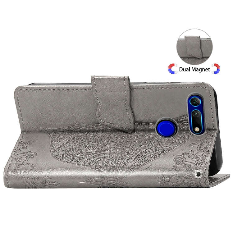 Butterfly Love Flowers Embossing Horizontal Flip Leather Case for Huawei V20, with Holder & Card ...