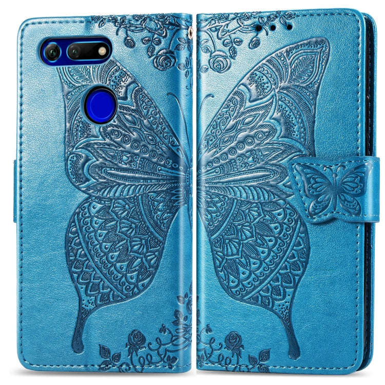 Butterfly Love Flowers Embossing Horizontal Flip Leather Case for Huawei V20, with Holder & Card ...