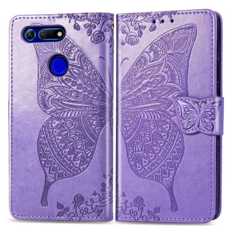 Butterfly Love Flowers Embossing Horizontal Flip Leather Case for Huawei V20, with Holder & Card ...