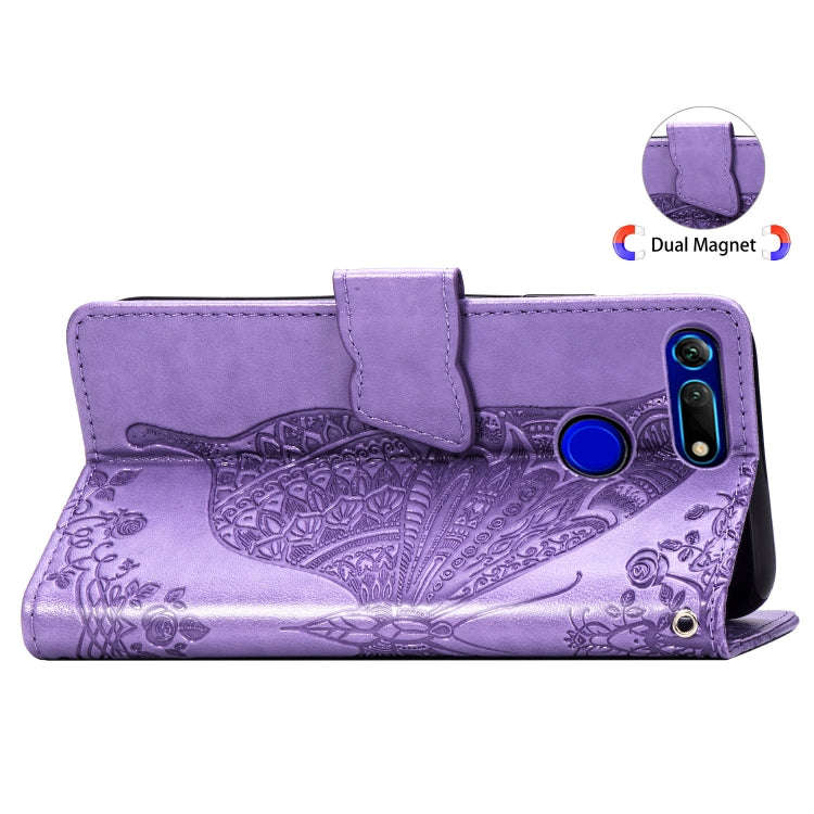 Butterfly Love Flowers Embossing Horizontal Flip Leather Case for Huawei V20, with Holder & Card ...