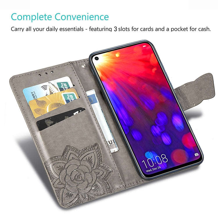 Butterfly Love Flowers Embossing Horizontal Flip Leather Case for Huawei V20, with Holder & Card ...