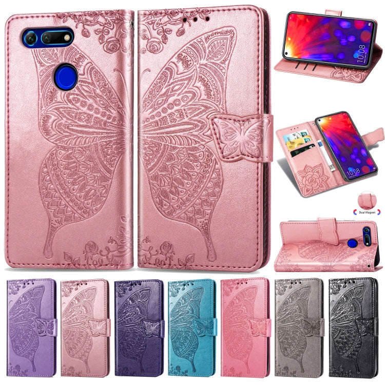 Butterfly Love Flowers Embossing Horizontal Flip Leather Case for Huawei V20, with Holder & Card ...