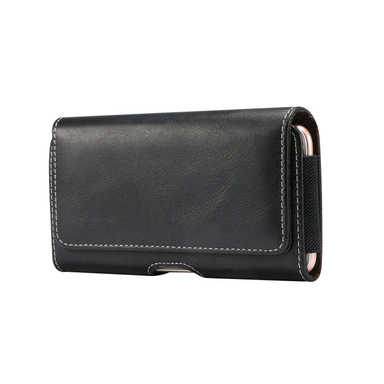 Men Lambskin Texture Multi-functional Universal Mobile Phone Waist Pack Leather Case for 6.9 Inch...