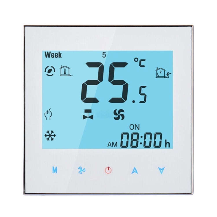 LCD Display Air Conditioning 2-Pipe Programmable Room Thermostat for Fan Coil Unit, Supports Wifi...