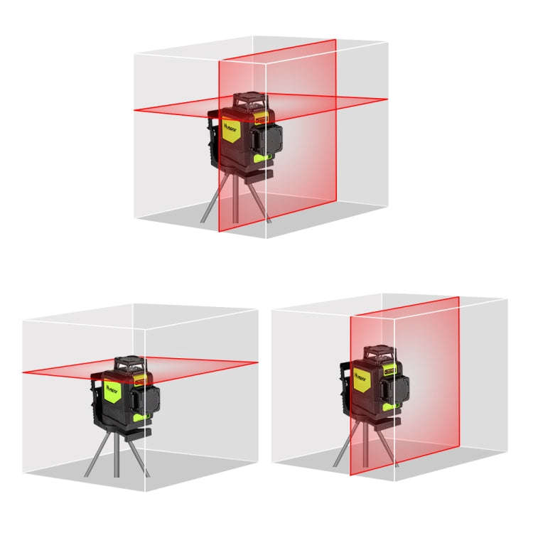 902CR 2×360 Degrees Laser Level Covering Walls and Floors 8 Line Red Beam IP54 Water / Dust proo...