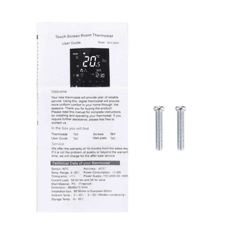 BHT-2001 3A Load Water Heating Type LCD Digital Heating Room Thermostat, Display Clock / Temperat...