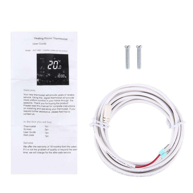 BHT-3001 16A Load Electronic Heating Type LCD Digital Heating Room Thermostat with Sensor, Displa...