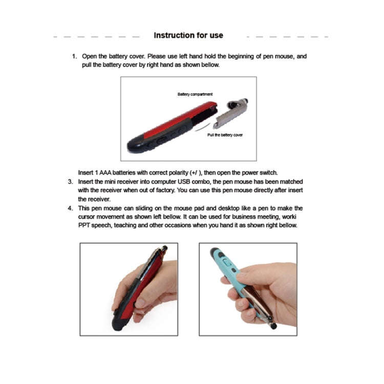 PR-08 2.4G Innovative Pen-style Handheld Wireless Smart Mouse, Effective Distance: 10m(Blue)