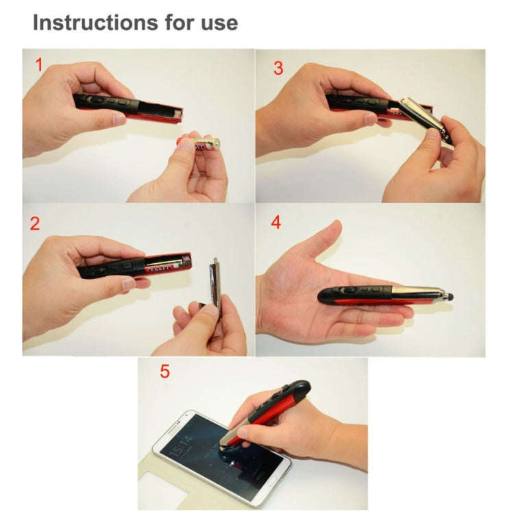 PR-08 2.4G Innovative Pen-style Handheld Wireless Smart Mouse, Effective Distance: 10m(Red)