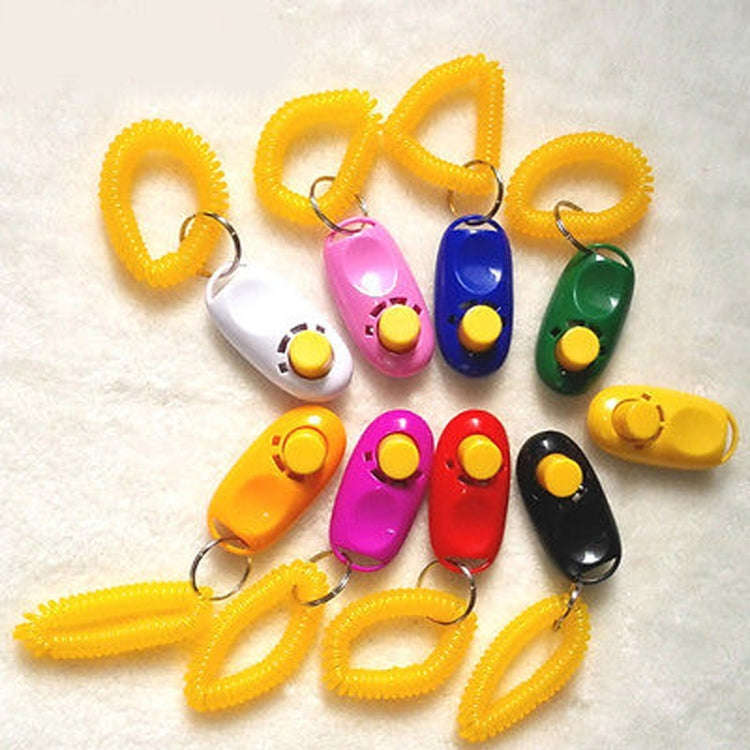 10 PCS Pet Training Clicker Button Dog Training Whistle with Key Chain & Spring Chain, Random Col...